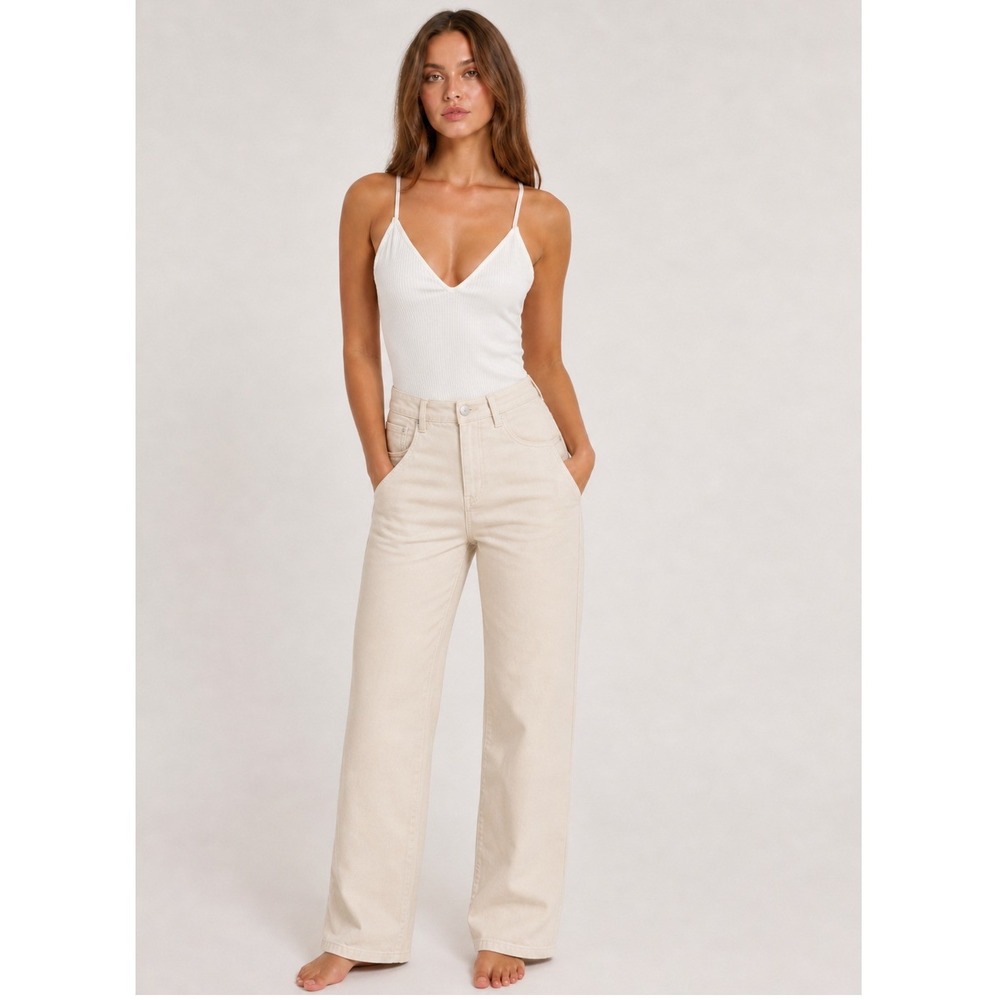 By The Way. Bodysuit Womens XS White Ribbed Snap‎ Crotch Tie Straps Thong
